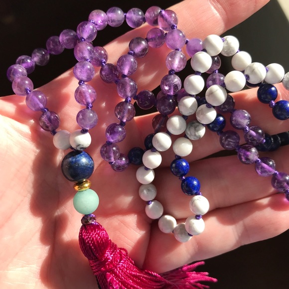 DREAM Mala Amethyst, Howlite, lapis and aquamarine - Picture 6 of 8